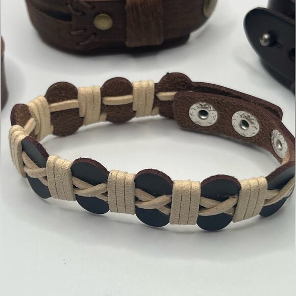 Leather bracelets, set of 5, 1 NWOT - Picture 2 of 9